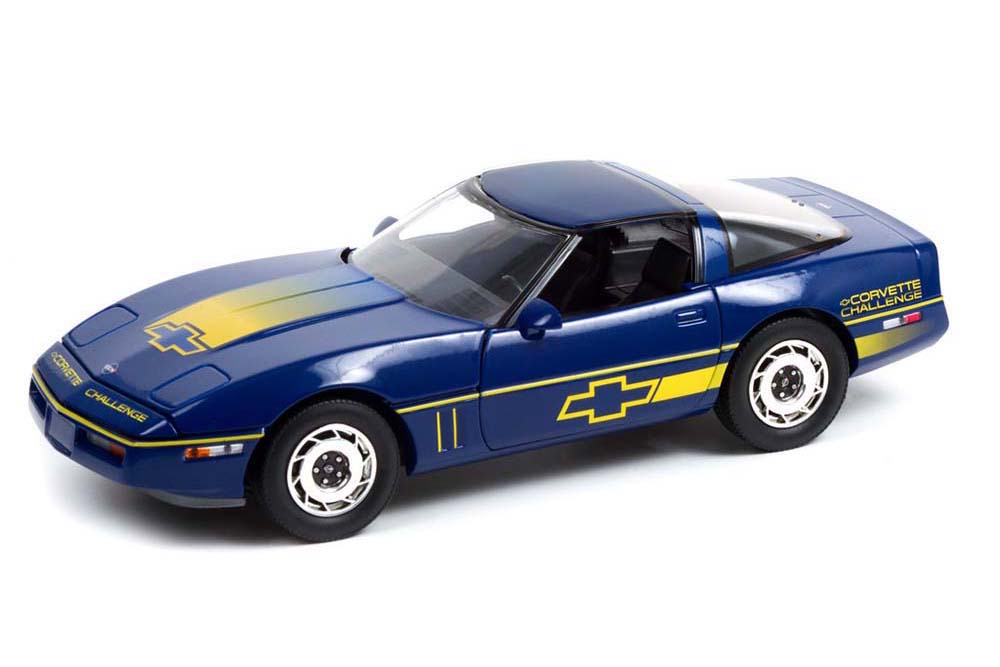 

Chevrolet corvette C4 challenge race car 1988 dark blue with yellow stripes, Синий
