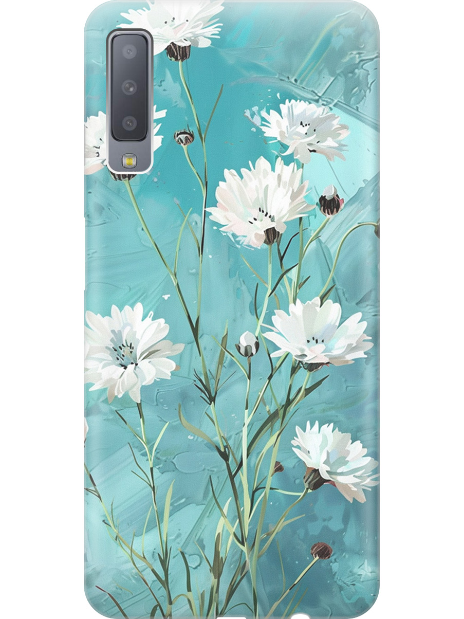 

Силиконовый чехол на Samsung Galaxy A7 (2018) с принтом "Белые васильки", Прозрачный;белый;голубой, 719709122