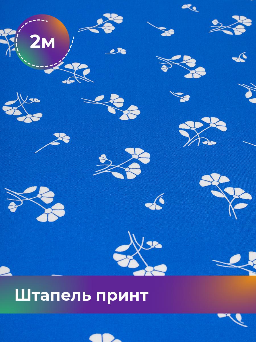 

Ткань Штапель принт Shilla, отрез 2 м * 142 см, мультиколор 072, Синий, 18101441