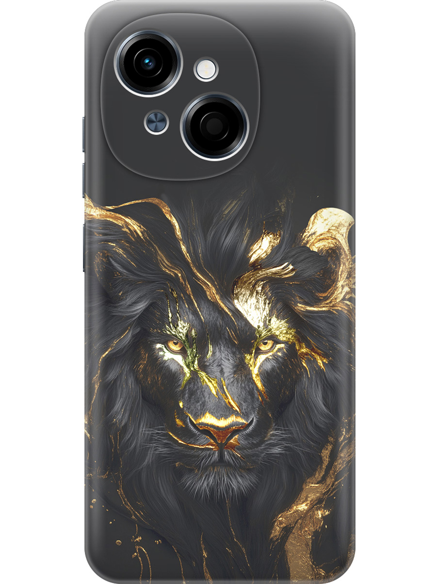 

Силиконовый чехол на Tecno Spark Go 1 / Pop 9 с принтом "Золотой лев" матовый черный, Черный;золотистый, 786716913