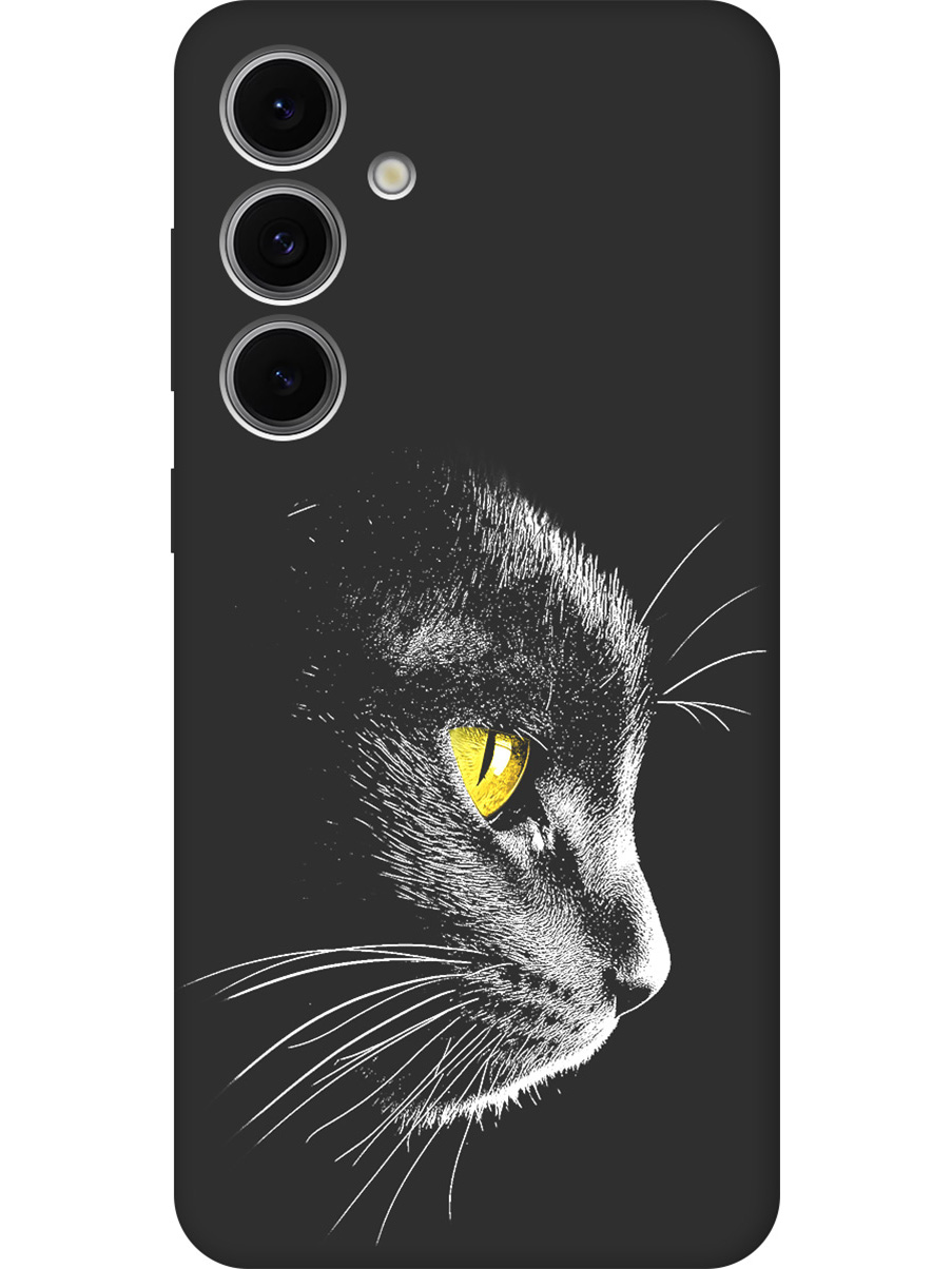 

Силиконовый чехол на Samsung Galaxy S24 FE с принтом "Черный котик" матовый черный, Черный;белый;золотистый, 786718112
