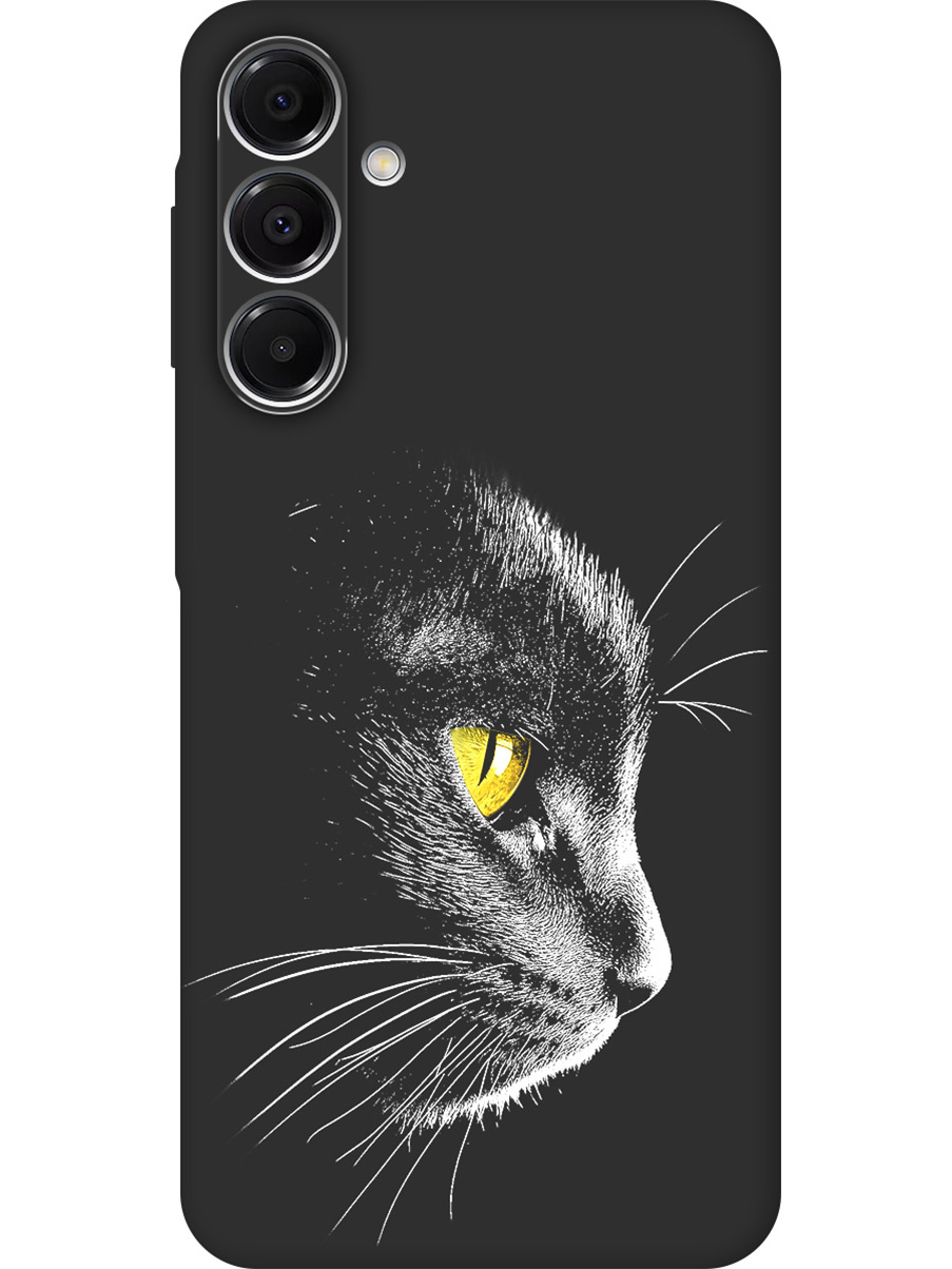 

Силиконовый чехол на Samsung Galaxy A16 с принтом "Черный котик" матовый черный, Черный;белый;золотистый, 786721712
