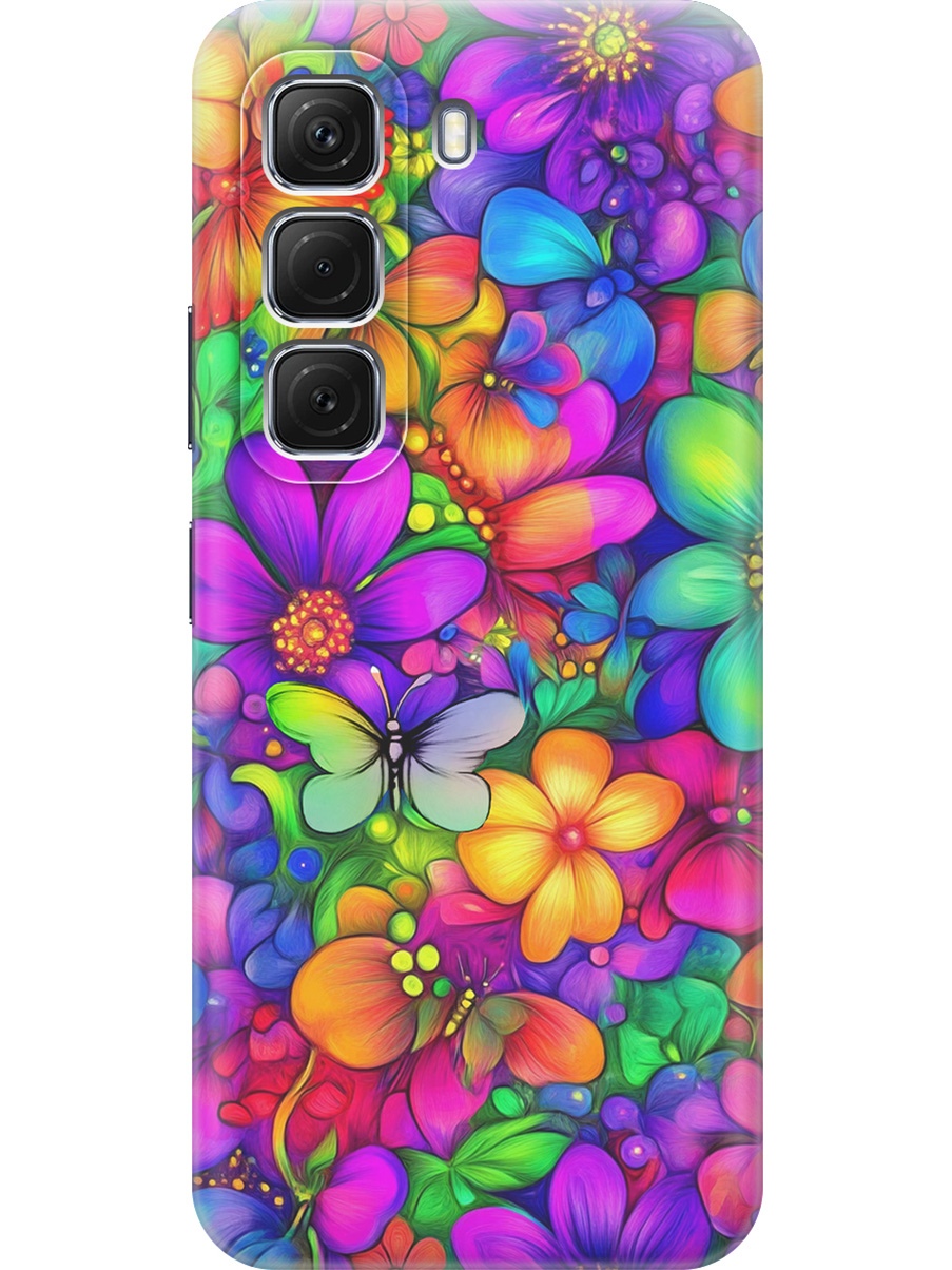

Силиконовый чехол на Infinix Hot 50 4G с принтом "Бабочки и цветы", Прозрачный;зеленый;фиолетовый;красный, 786718723