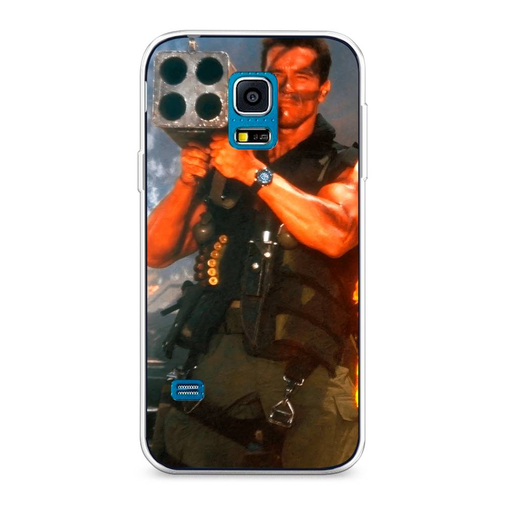 

Чехол на Samsung Galaxy S5 mini "Арнольд Шварцнеггер с базукой", Голубой;коричневый, 24250-6