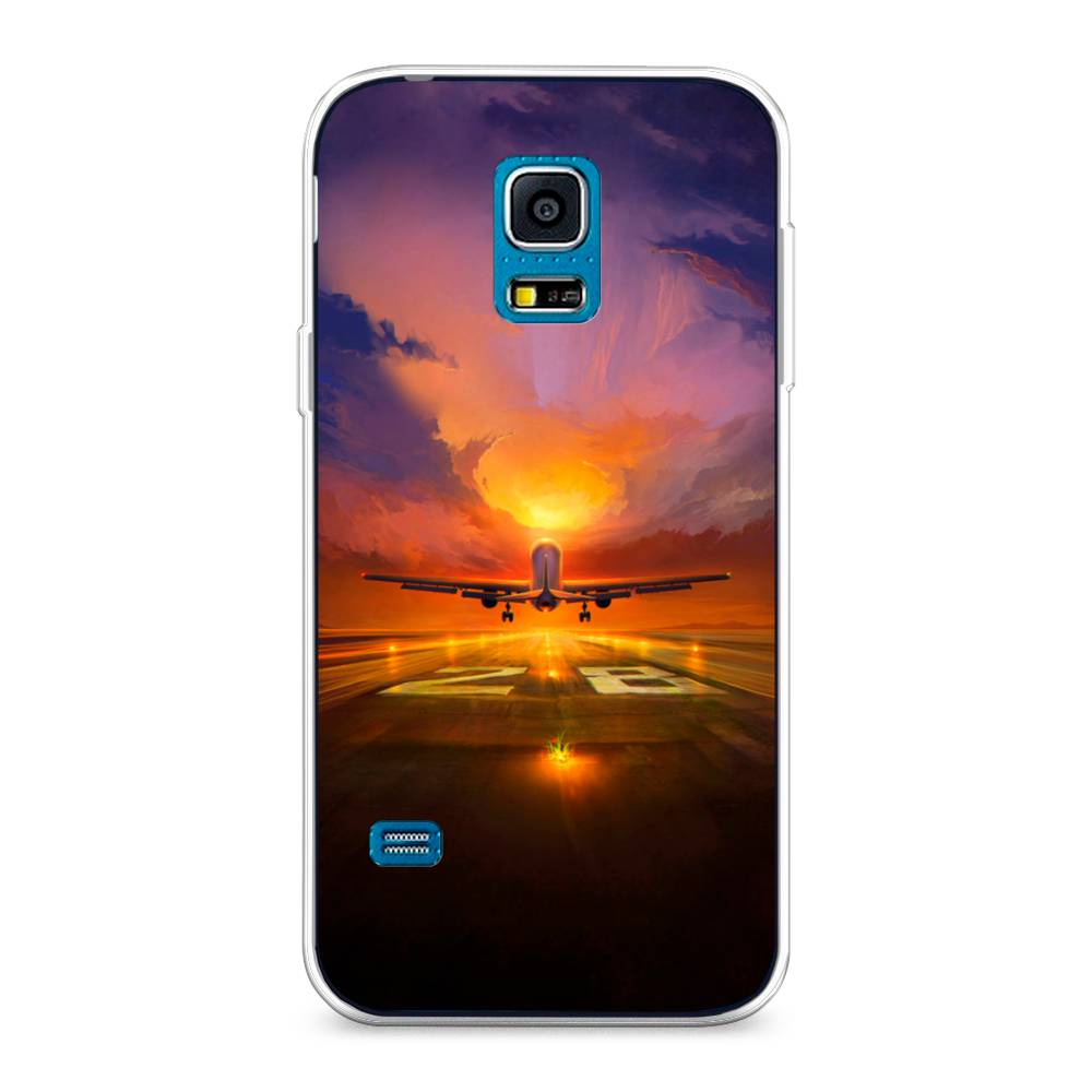 

Чехол на Samsung Galaxy S5 mini "Самолет на посадке", Оранжевый;синий, 24250-6