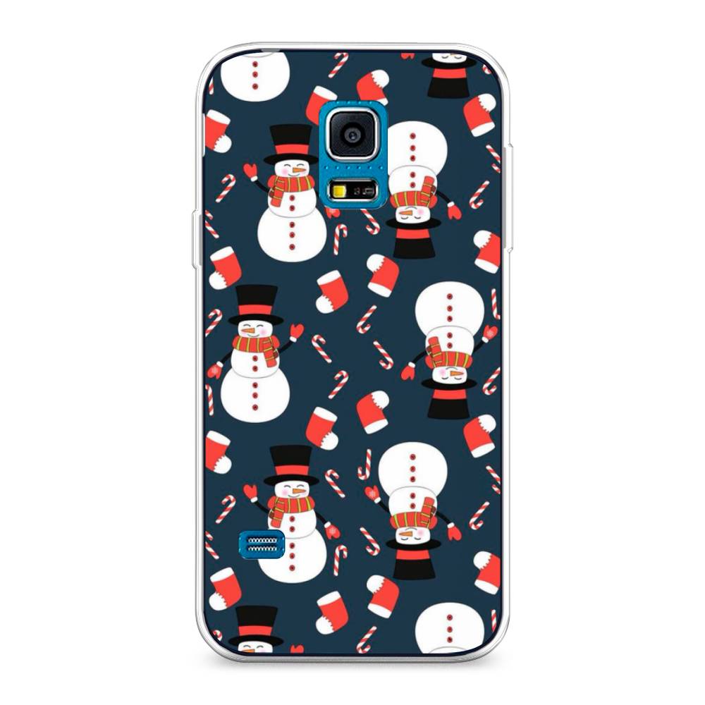 

Чехол на Samsung Galaxy S5 mini "Синие снеговики", Синий;белый;красный, 24250-5