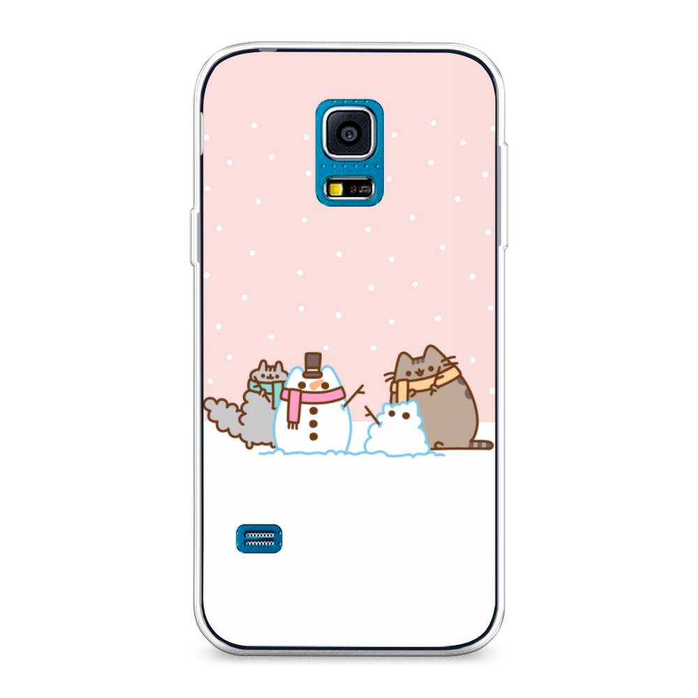 

Чехол на Samsung Galaxy S5 mini "Котики в снегу", Розовый;белый;серый, 24250-5