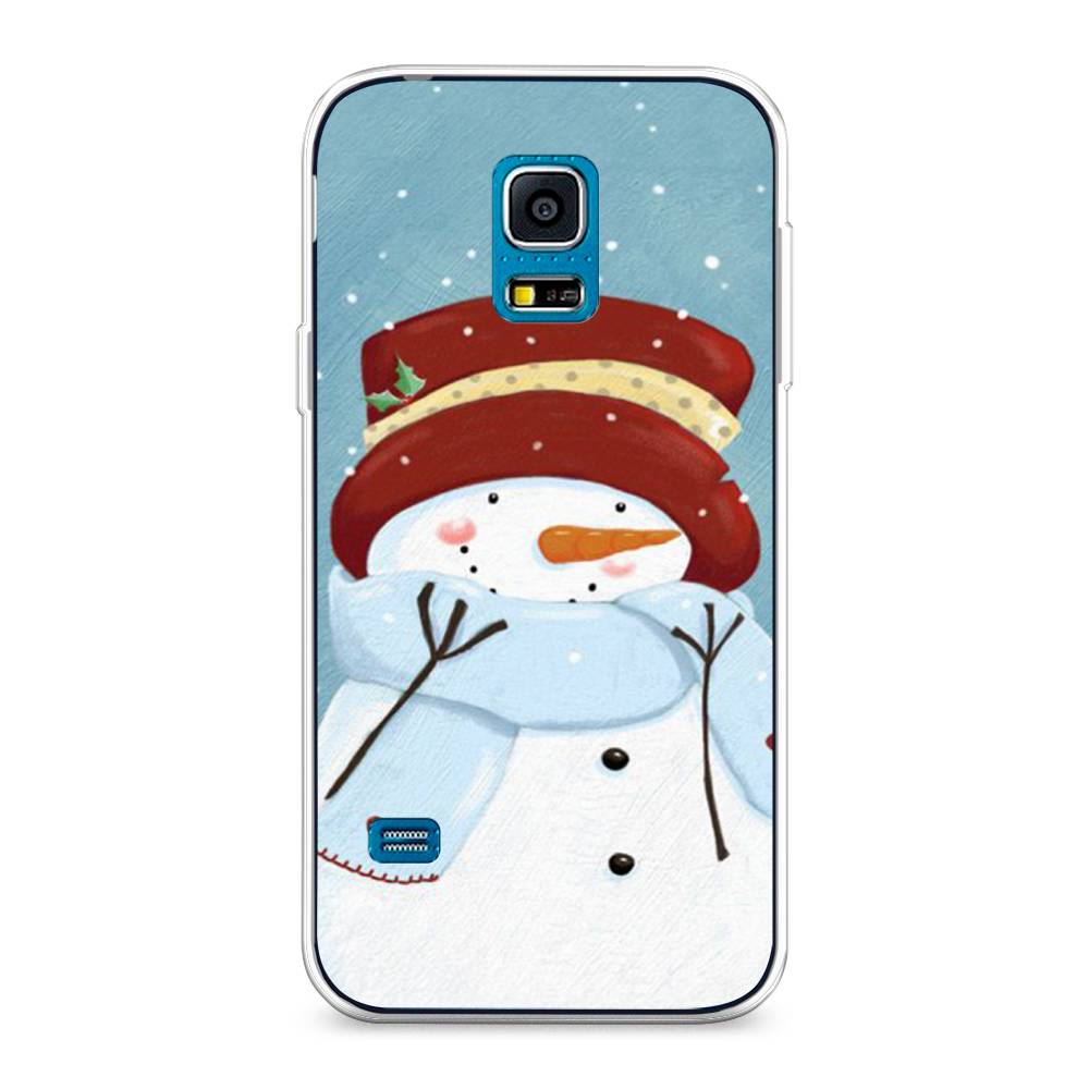 

Чехол на Samsung Galaxy S5 mini "Застенчивый снеговик", Голубой;белый;красный, 24250-5