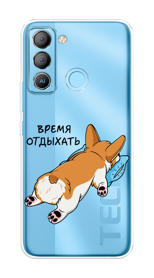 

Чехол на Tecno POP 5 LTE "Корги отдыхает", Черный;коричневый;голубой, 303050-1