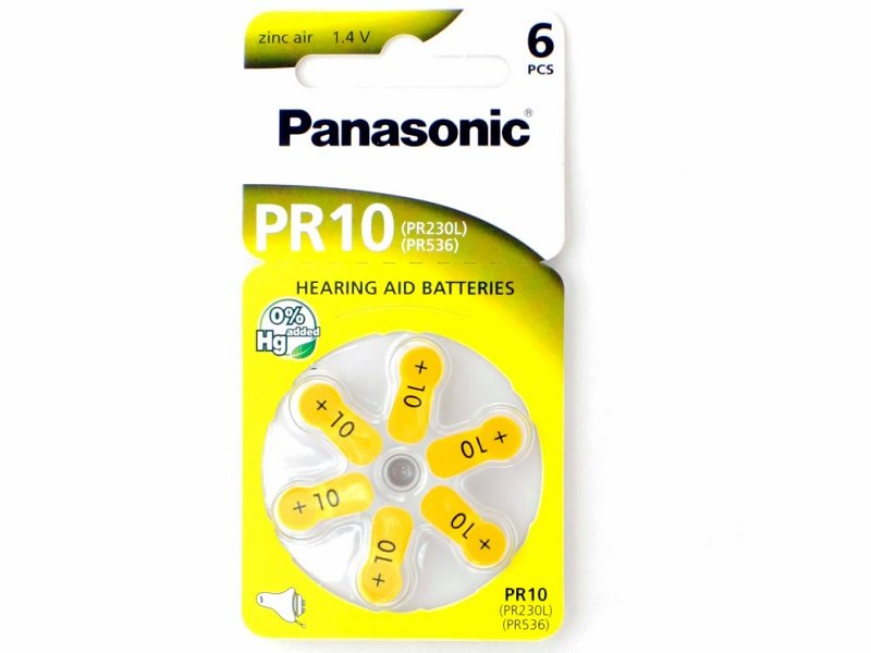 Батарейки Panasonic PR10 (PR70) для слуховых аппаратов (6 шт) usb батарейки nimh типа ааа 2 шт