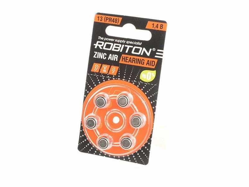 Батарейки Robiton ZA13 (PR48) для слуховых аппаратов (6 шт)