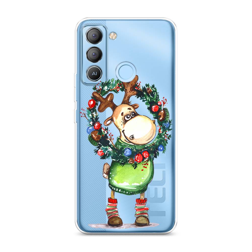 

Чехол на Tecno POP 5 LTE "Олень с новогодним венком", 303050-4