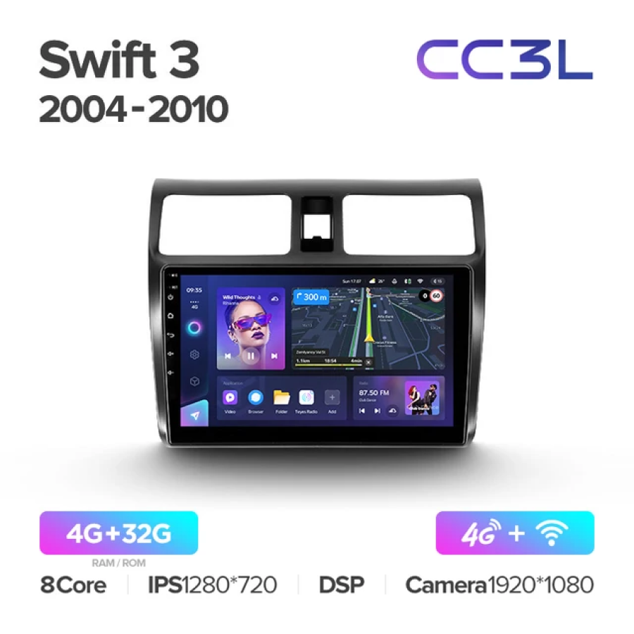 

Магнитола Teyes CC3L Suzuki Swift 2004 - 2010 4+32Gb, CC3L