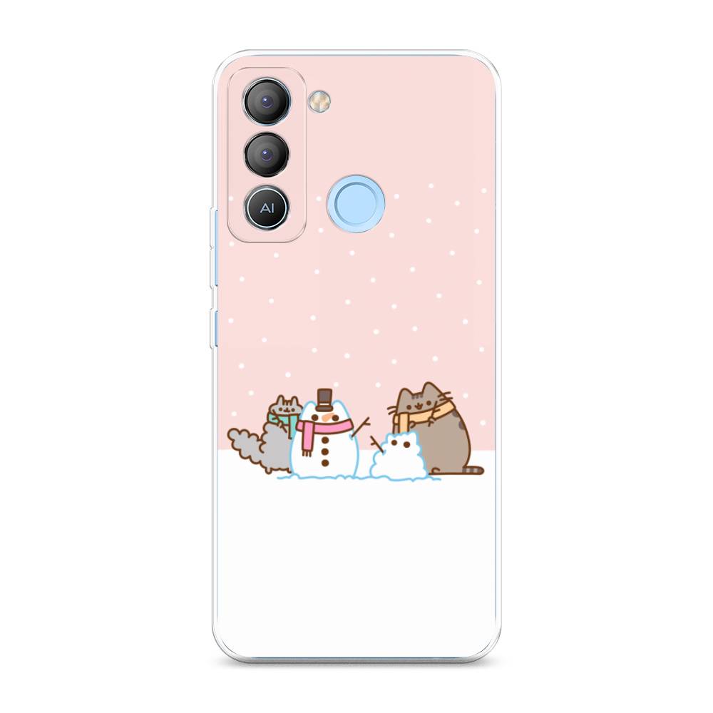

Чехол на Tecno POP 5 LTE "Котики в снегу", Розовый;белый;серый, 303050-5