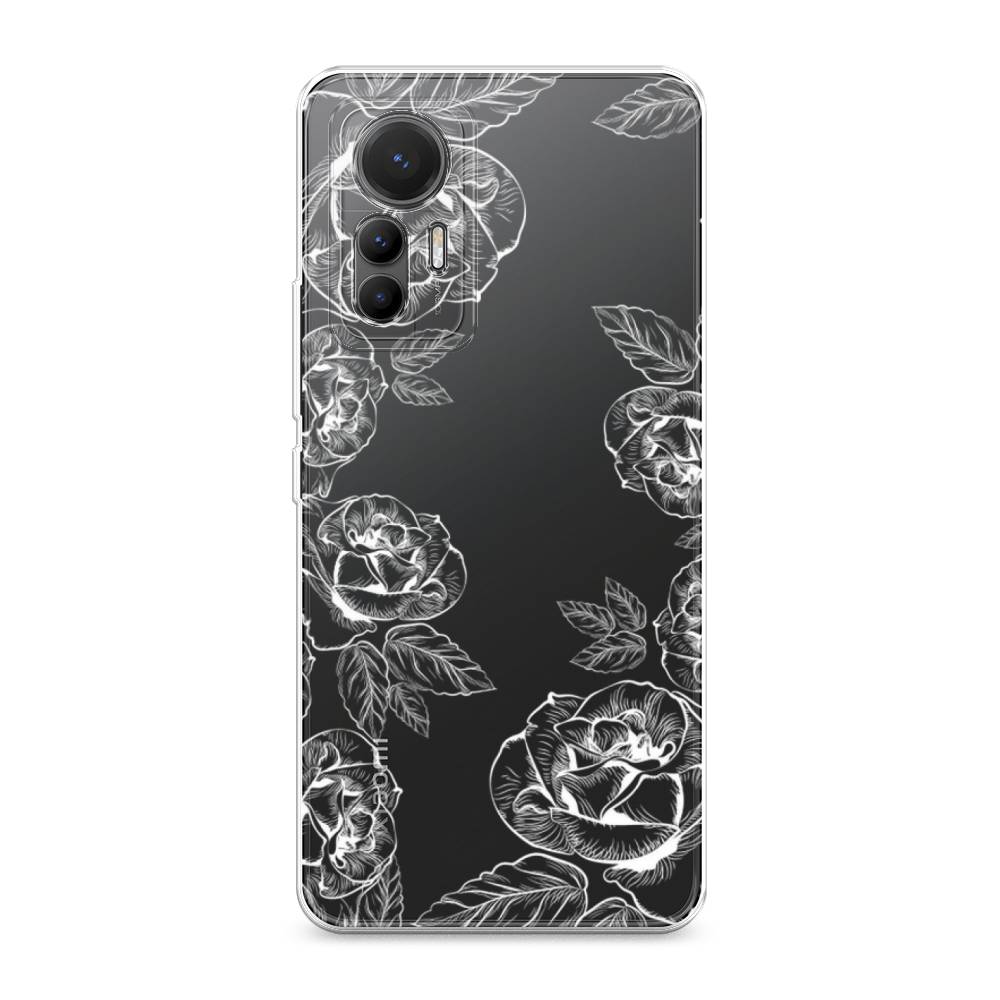 

Чехол на Xiaomi 12 Lite "Розы графика", Черный;серый, 315050-2