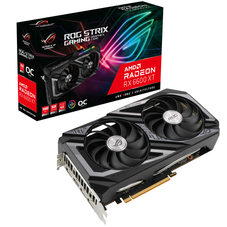 фото Видеокарта asus amd radeon rx 6600 xt (rog strix rog-strix-rx6600xt-o8g-gaming)