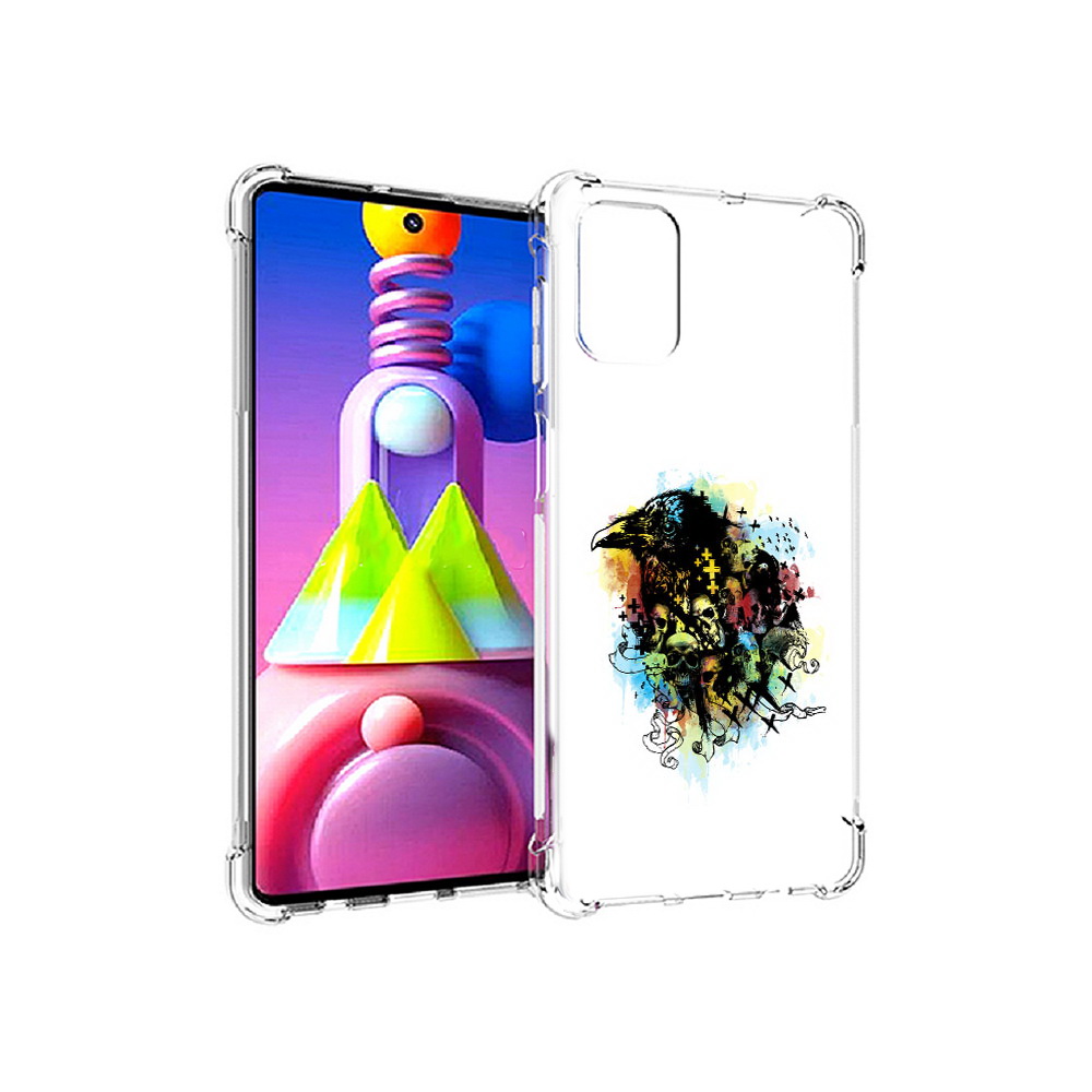 

Чехол MyPads Tocco для Samsung Galaxy M51 ворон и черепа (PT156838.490.273), Прозрачный, Tocco