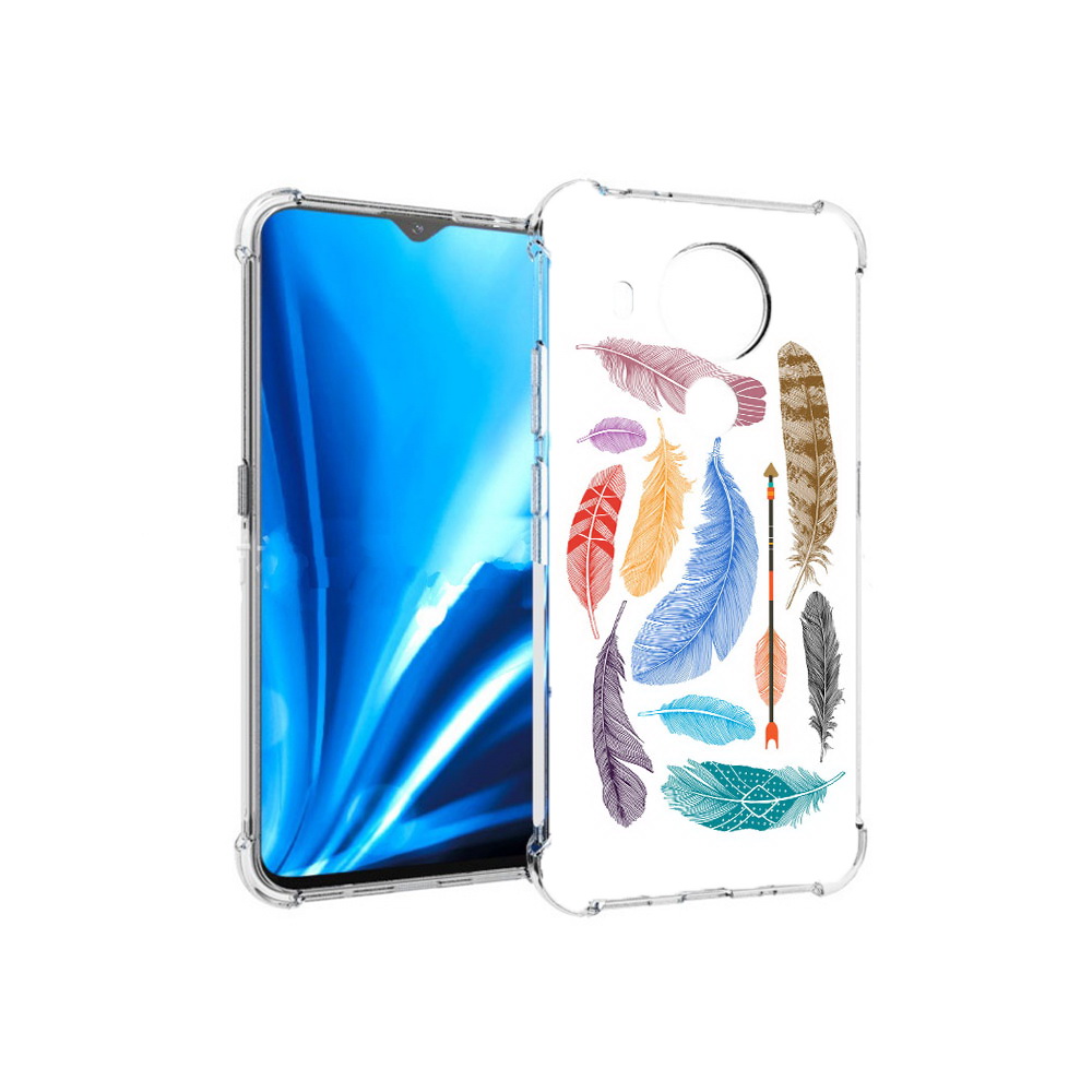 

Чехол MyPads Tocco для Nokia 5.4 разноцветные перья (PT156621.100.572), Прозрачный, Tocco