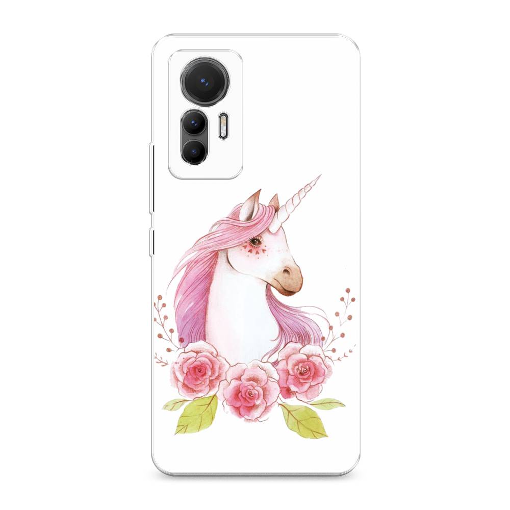 

Чехол на Xiaomi 12 Lite "Единорог цветы", Белый;розовый;серый, 315050-1