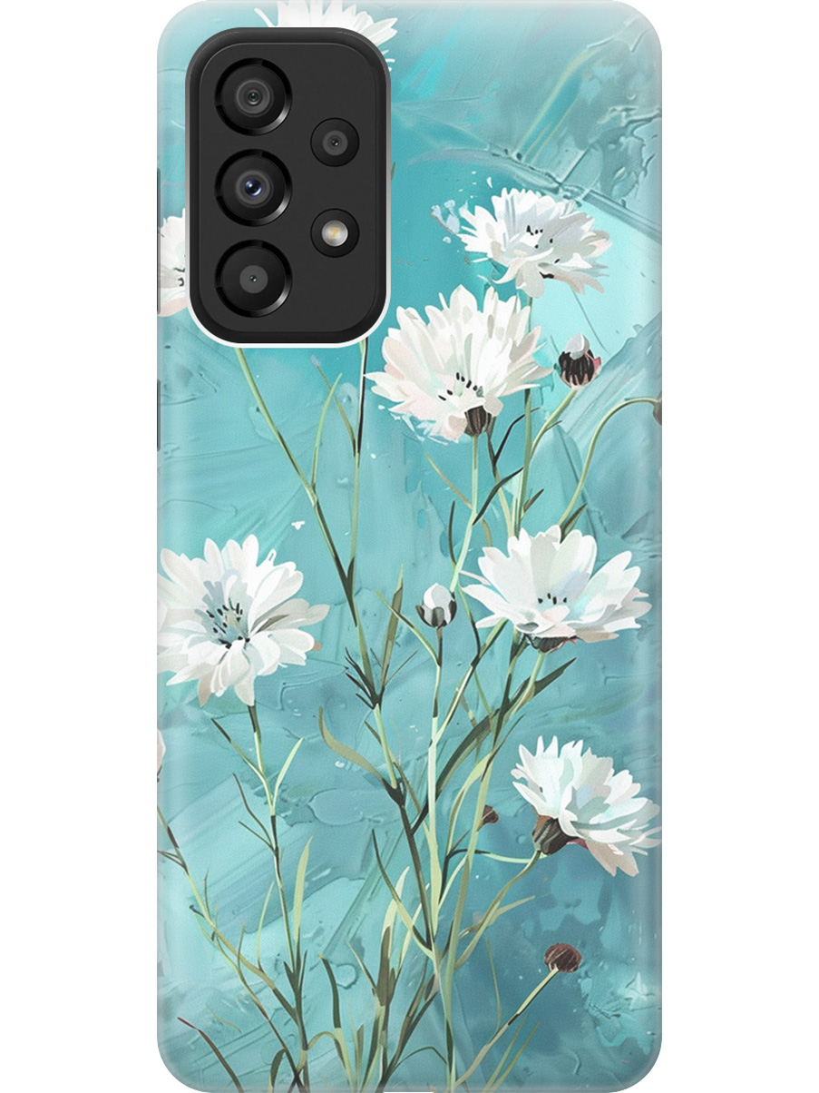 

Силиконовый чехол на Samsung Galaxy A33 5G с принтом "Белые васильки", Прозрачный;белый;голубой, 740132922
