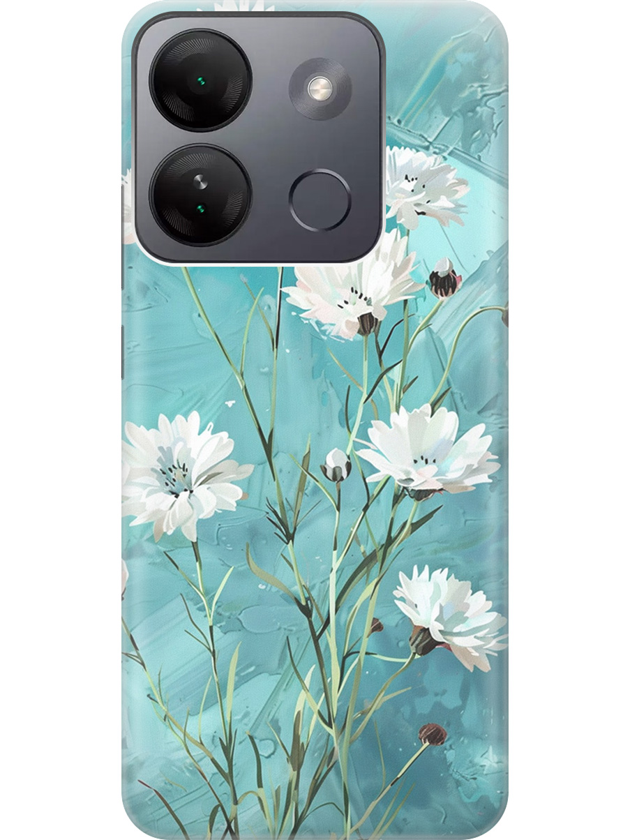 

Силиконовый чехол на Infinix Smart 7 HD с принтом "Белые васильки", Прозрачный;белый;голубой, 769392022