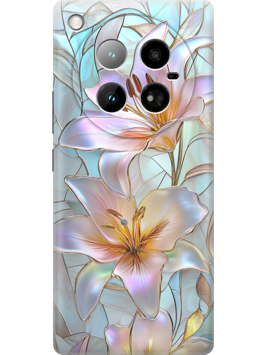 

Силиконовый чехол на Infinix Zero 40 4G с принтом "Витраж с лилиями", Прозрачный;белый;голубой;розовый, 786722323