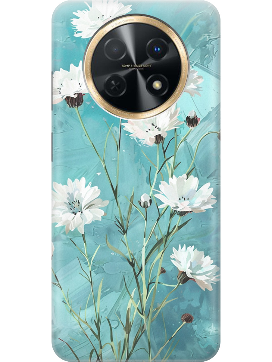 

Силиконовый чехол на Huawei nova Y91 с принтом "Белые васильки", Прозрачный;белый;голубой, 772566922