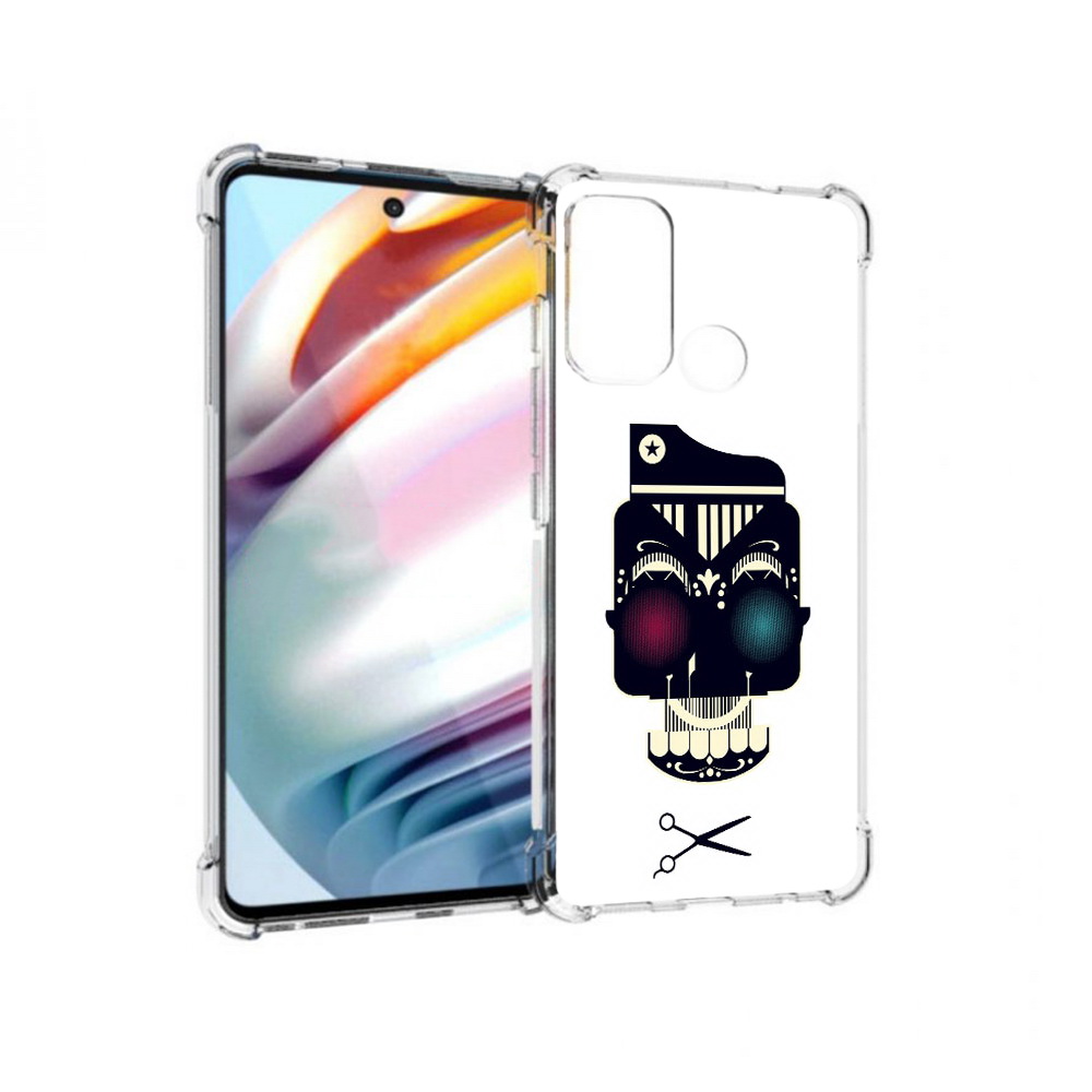 

Чехол MyPads Tocco для Motorola Moto G60 черно белый скелет с яркими глазами, Прозрачный, Tocco