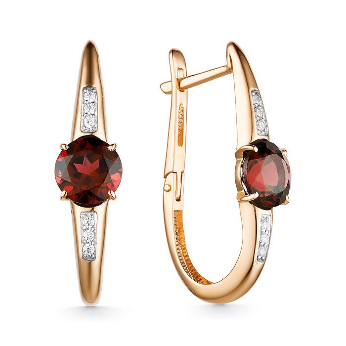 

Серьги из красного золота Гранат 21803381, топаз\ фианит, 21803381