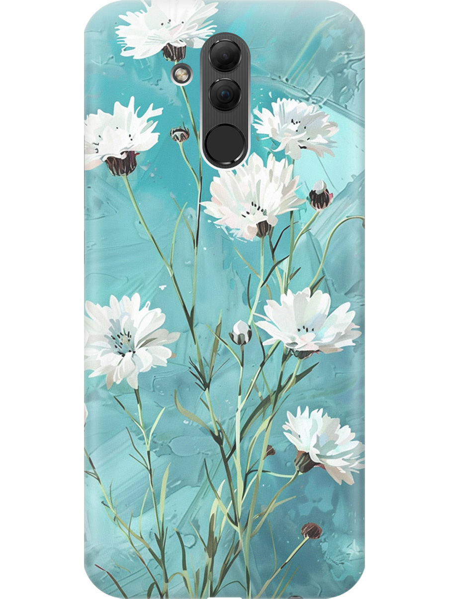 

Силиконовый чехол на Huawei Mate 20 Lite с принтом "Белые васильки", Прозрачный;белый;голубой, 719355622