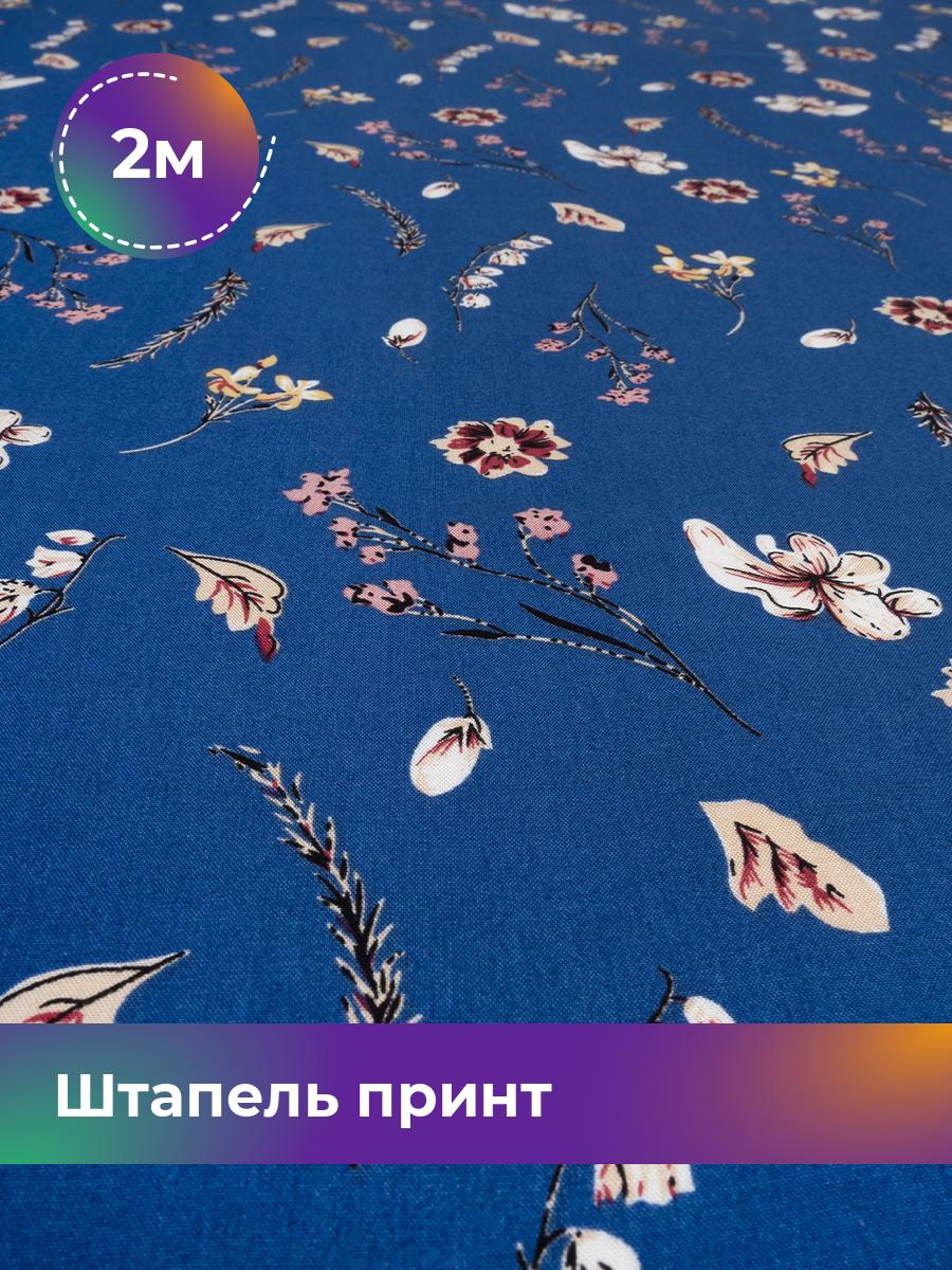 

Ткань Штапель принт Shilla, отрез 2 м * 150 см, мультиколор 007, Голубой, 18045417