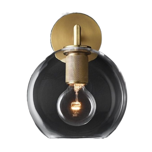 Бра ImperiumLoft RH Utilitaire Globe Shade Single Sconce Brass