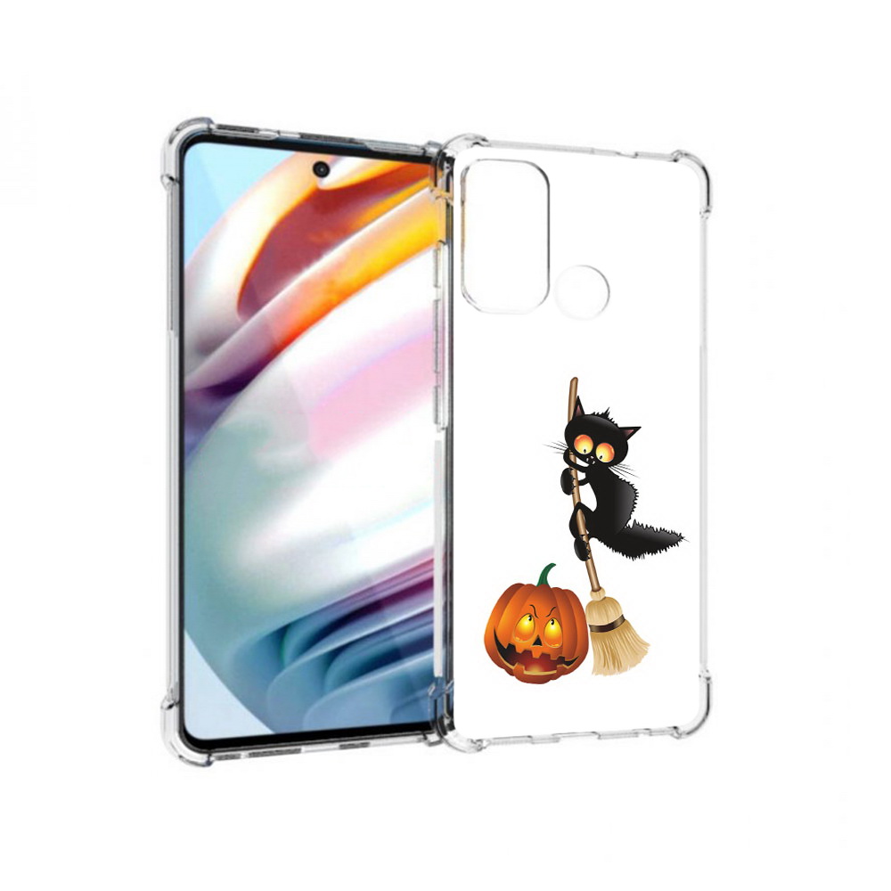 

Чехол MyPads Tocco для Motorola Moto G60 хэлуинский котик (PT227068.360.667), Прозрачный, Tocco