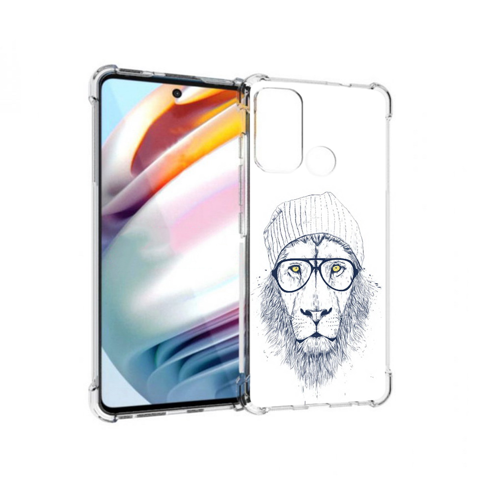 

Чехол MyPads Tocco для Motorola Moto G60 хиппи лев (PT227068.360.663), Прозрачный, Tocco