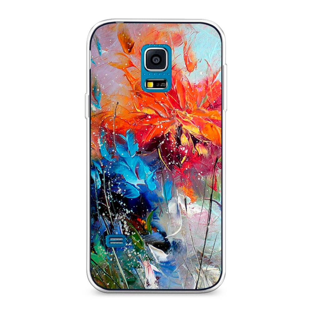 

Чехол на Samsung Galaxy S5 mini "Абстрактные цветы", Оранжевый;синий, 24250-4