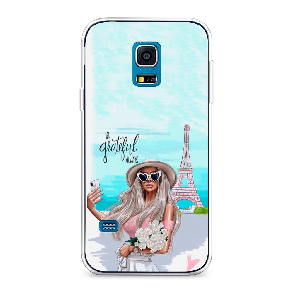 

Чехол на Samsung Galaxy S5 mini "Селфи Париж", Голубой;бежевый, 24250-6