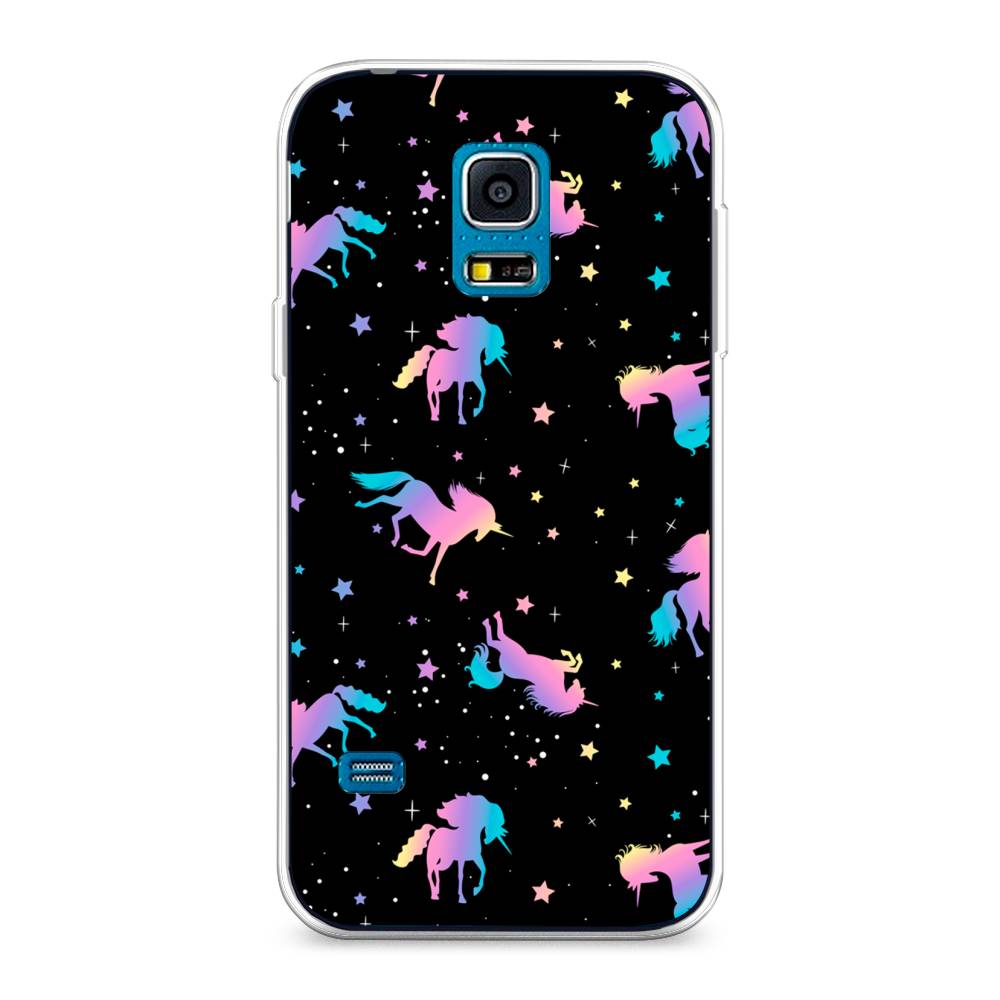

Чехол на Samsung Galaxy S5 mini "Единороги градиент", Черный;розовый;голубой, 24250-1