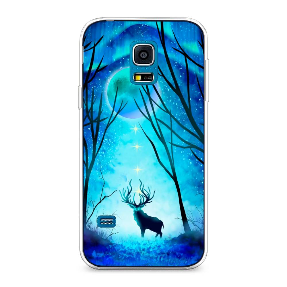 

Чехол на Samsung Galaxy S5 mini "Олень северное сияние", Синий;черный;голубой, 24250-1