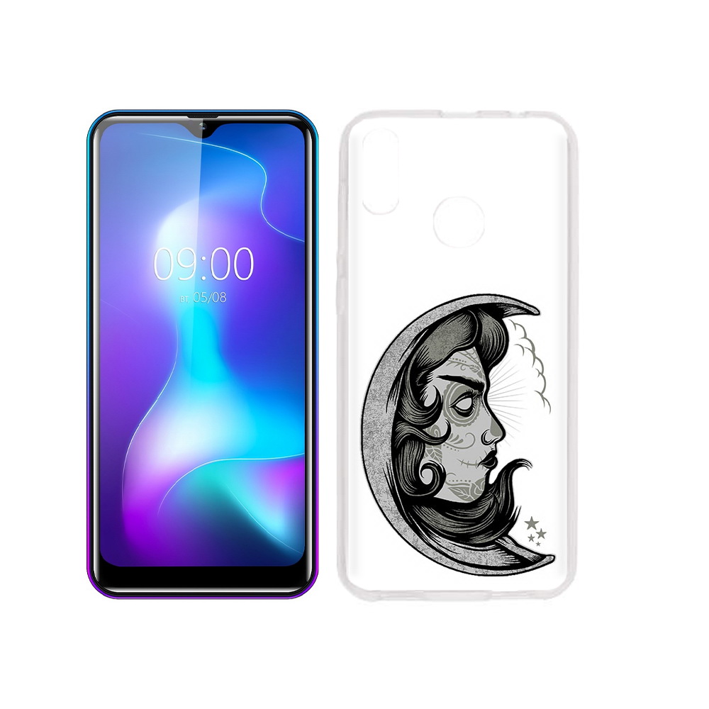 

Чехол MyPads Tocco для BQ 6042L черно белая луна с лицом, Прозрачный, Tocco
