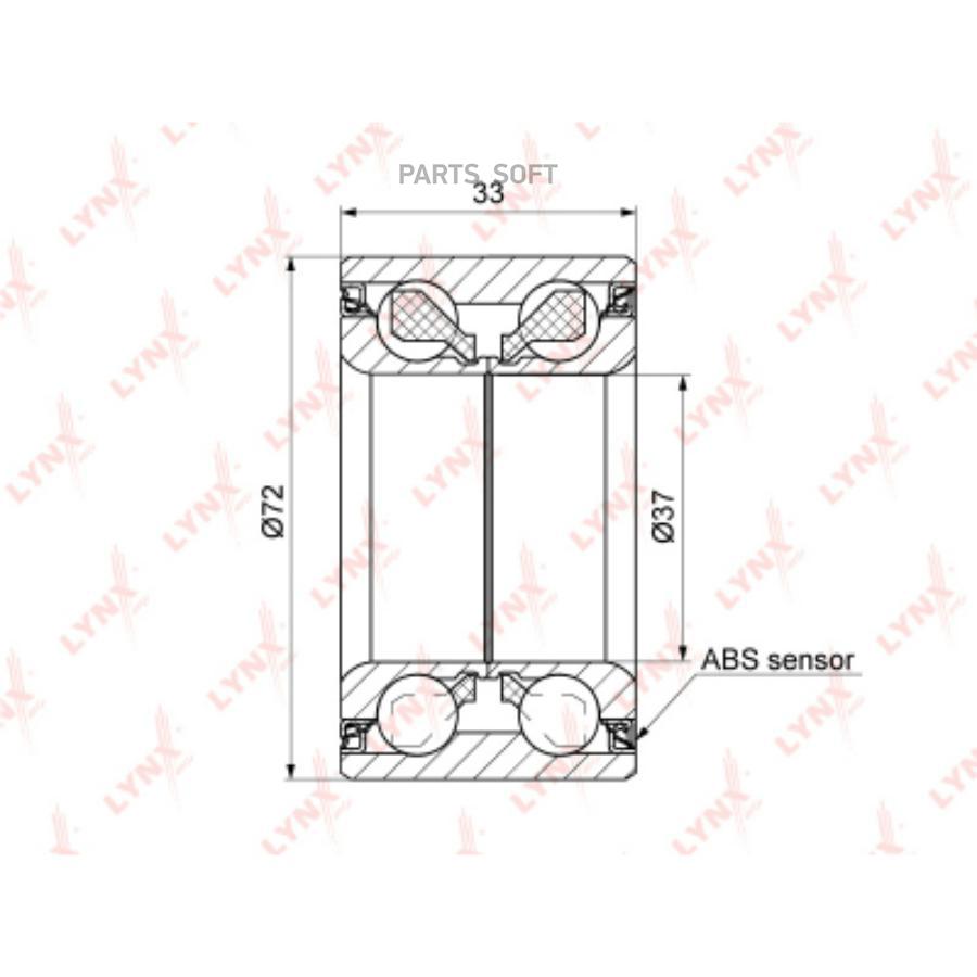 

Подшипник ступицы передний с abs (33x37x72) lynxauto wb-1210