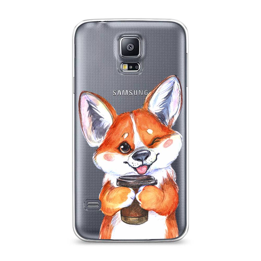 

Чехол на Samsung Galaxy S5 "Корги с кофе", Оранжевый;белый, 24150-4
