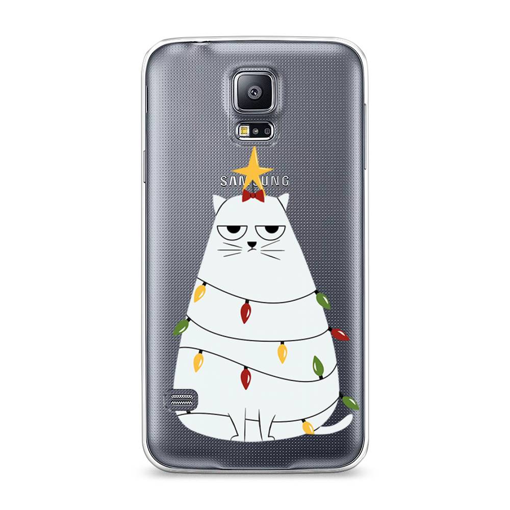 

Чехол на Samsung Galaxy S5 "Котик в гирлянде", Белый;красный;желтый, 24150-1