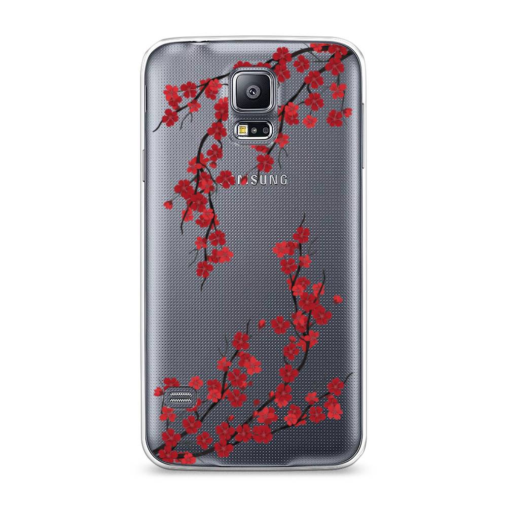 

Чехол на Samsung Galaxy S5 "Красная сакура", Красный;черный, 24150-2