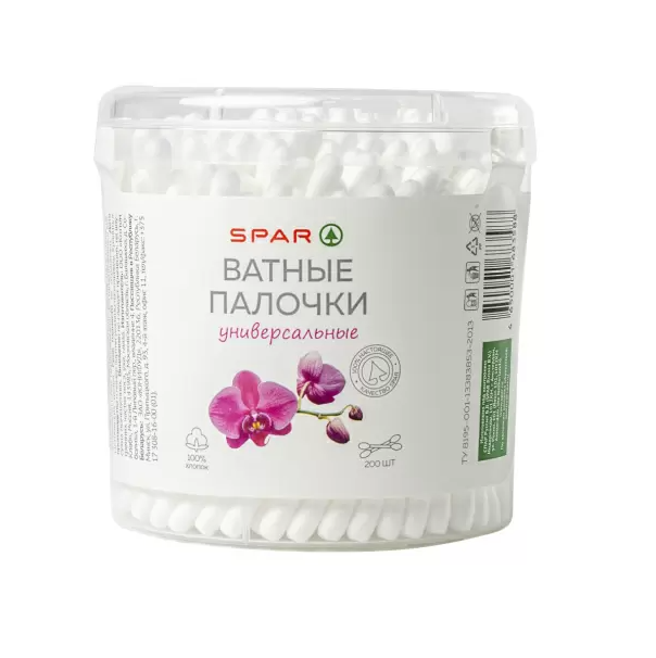 

Ватные палочки Spar 200 шт., Белый