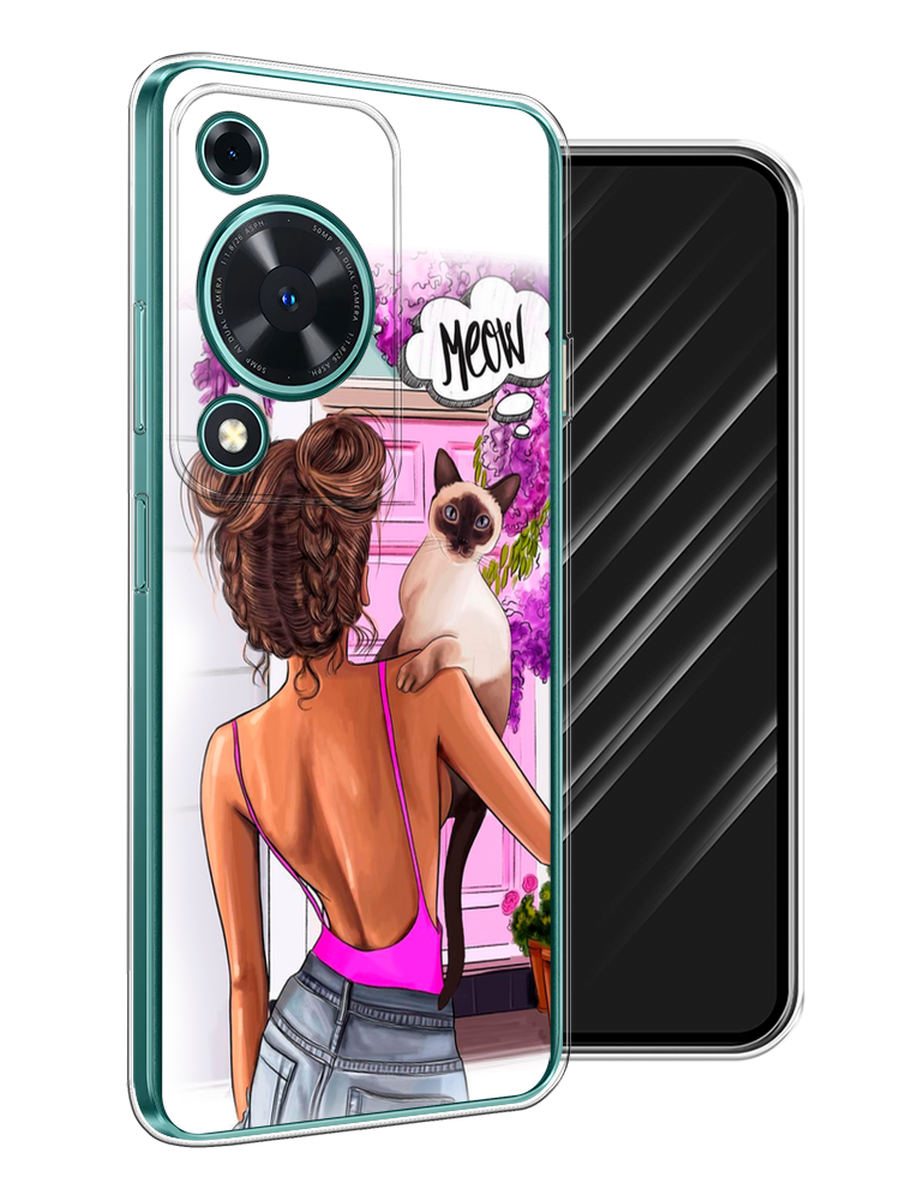 

Чехол Awog на Huawei Nova Y72 "Девушка с кошкой", Розовый;коричневый, 6123650-1