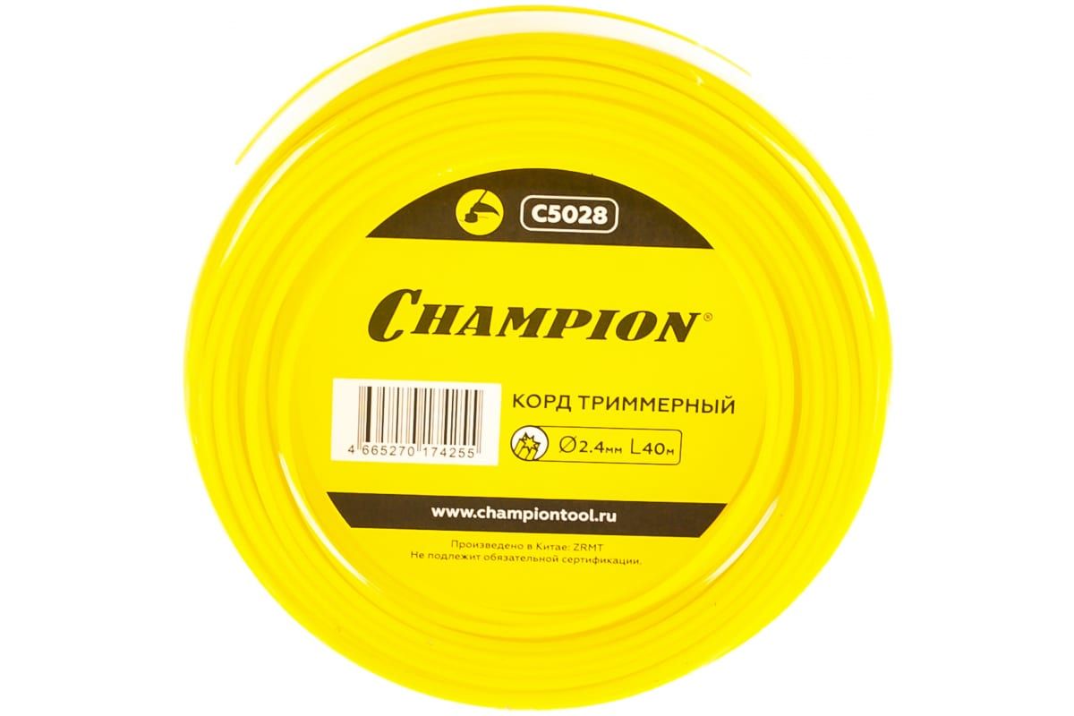 Леска для триммера прямая звезда 2,4 мм Champion Star C5028 40 м