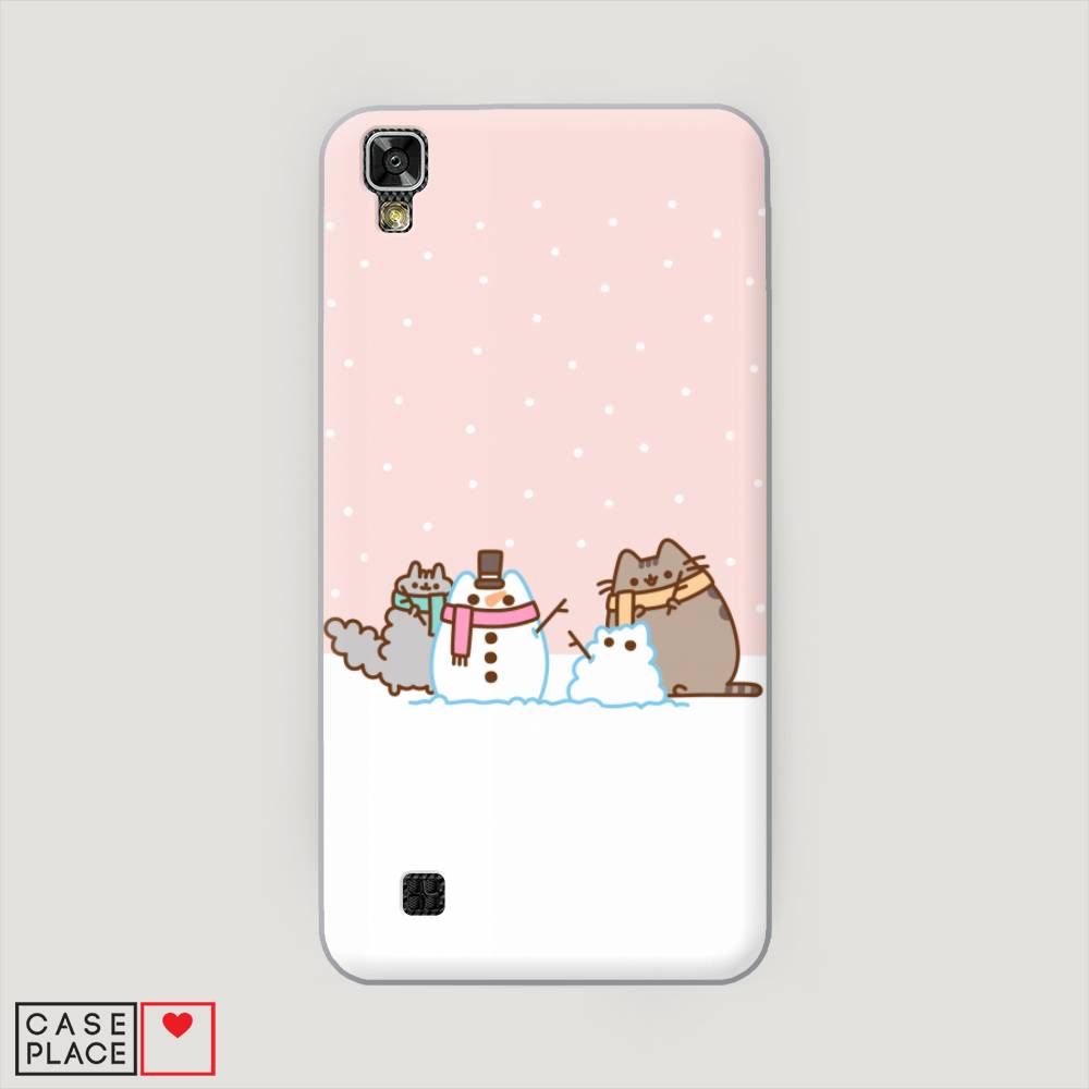

Чехол на LG X Power (K220DS) "Котики в снегу", Розовый;белый;серый, 82350-5
