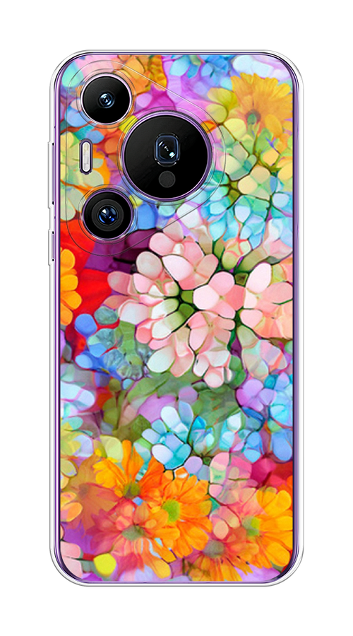 

Чехол на Huawei Pura 70 Pro/70 Pro Plus "Цветы витраж", Оранжевый;розовый;голубой, 6124450-1