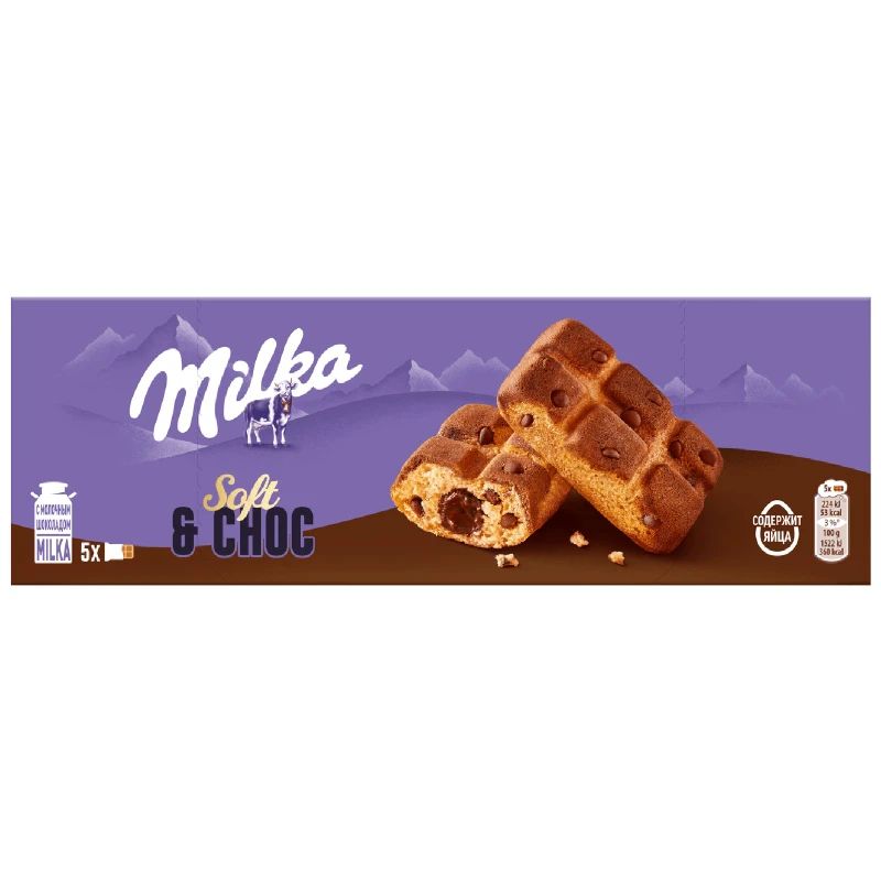 

Пирожное Milka с шоколадной начинкой и кусочками молочного шоколада 175 г