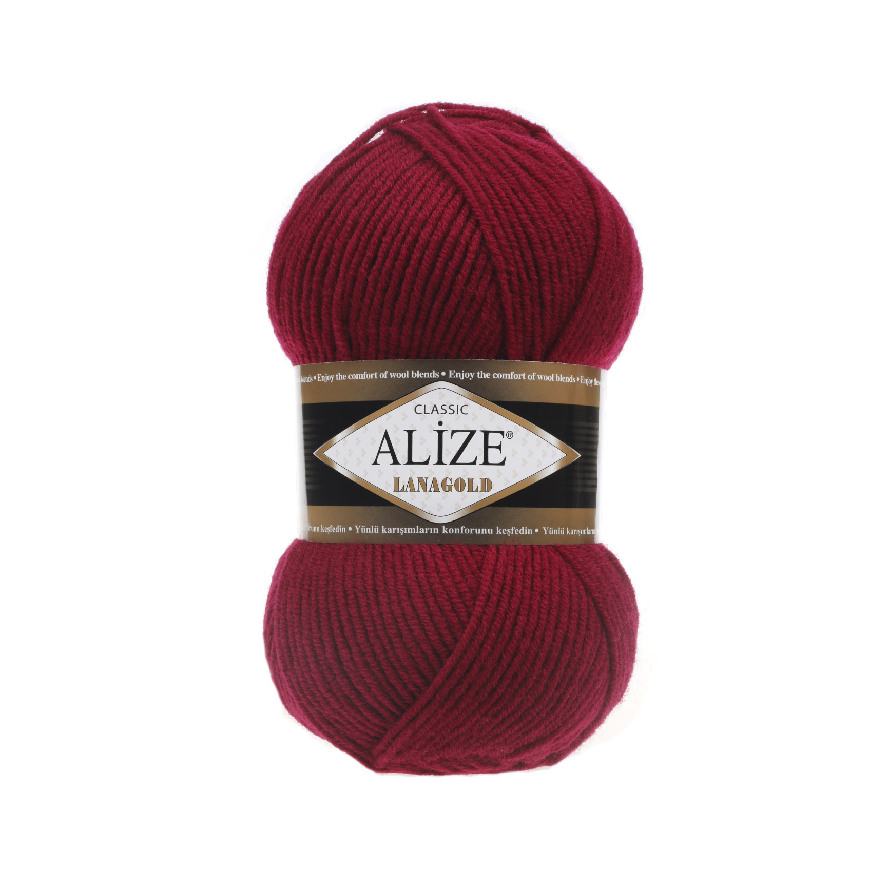 

Пряжа Alize Lanagold 51% акрил 49% шерсть, 100 гр/240 м, 390 вишня, 5 мотков, Бордовый, 390